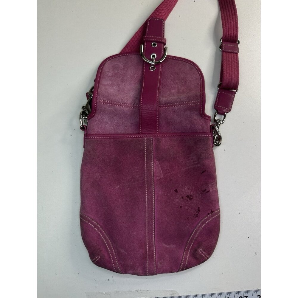 WORN - Coach Soho Bag Pink Suede Crossbody Y2K Vintage - Picture 7 of 12